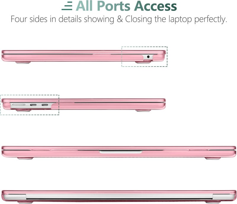 DONGKE Compatible with MacBook Air 13.6 inch Case M4 M3 M2 2025 2024 2023 2022 A3240 A3113 A2681, Plastic Hard Shell & Keyboard Cover for MacBook Air M4 13 inch Case, Crystal Pink - Image 4